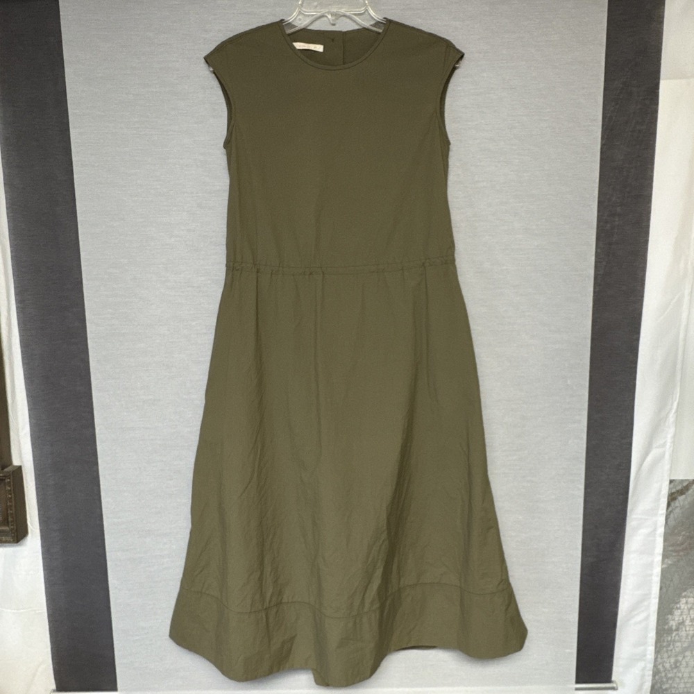 Maison de Ines Sleeveless Midi Dress Cotton Nylon Green READ for Sizing Pockets